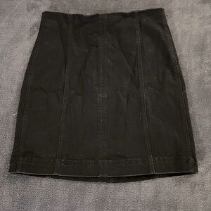 Black denim mini skirt